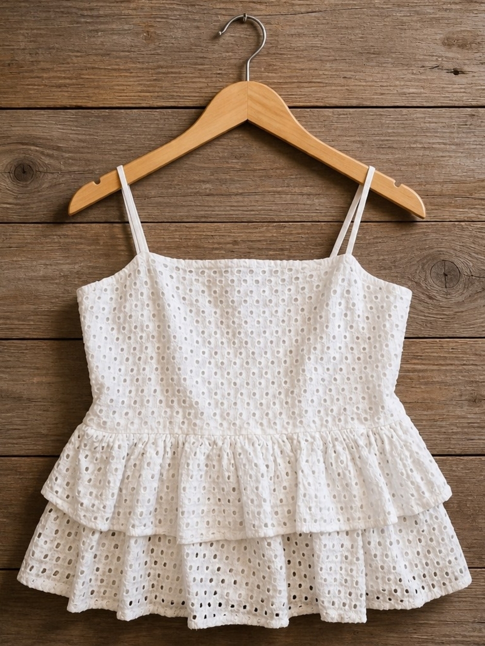 Rebellion White Eyelet Ruffle Top